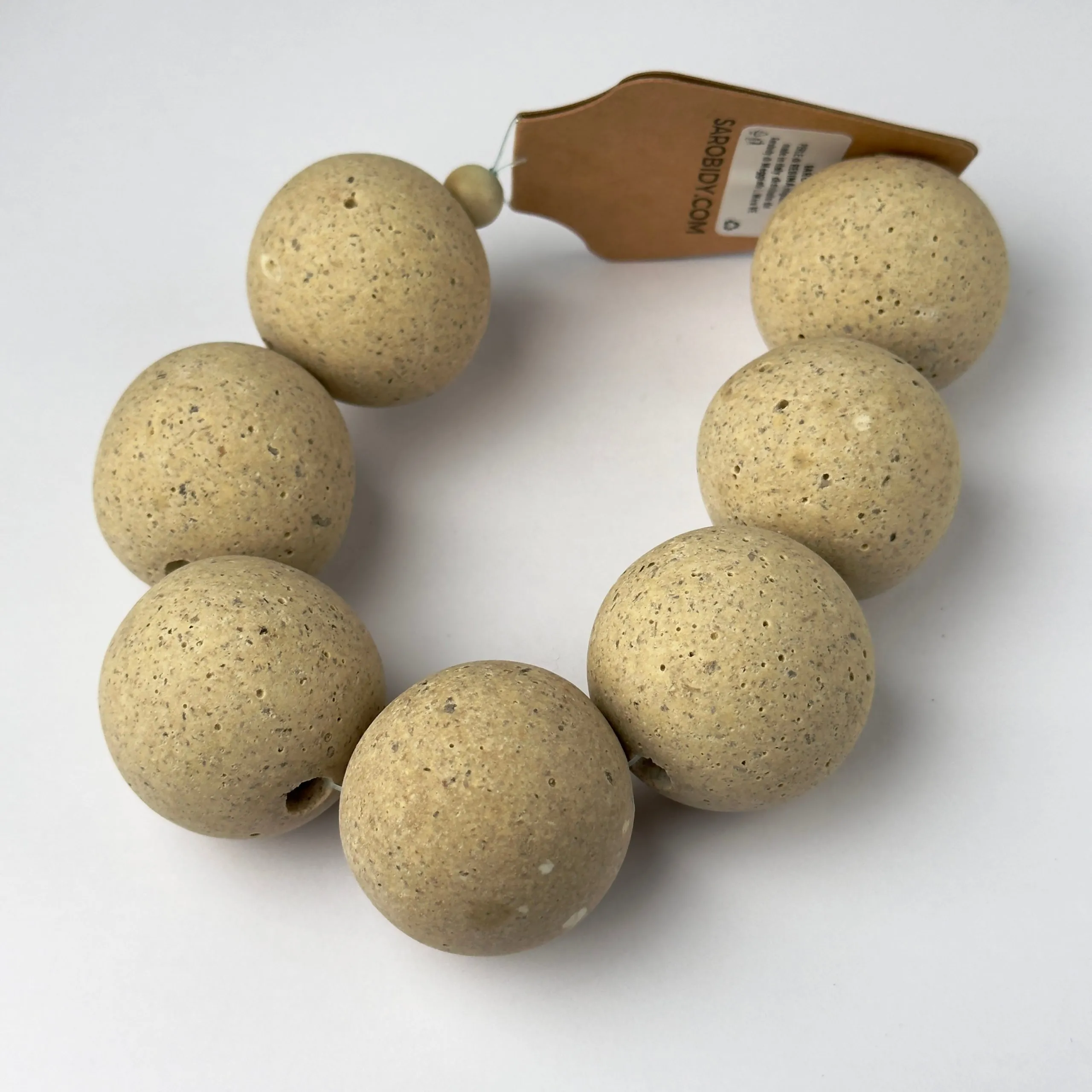 Perle in Resina Tondo Beige Sasso - 35 mm