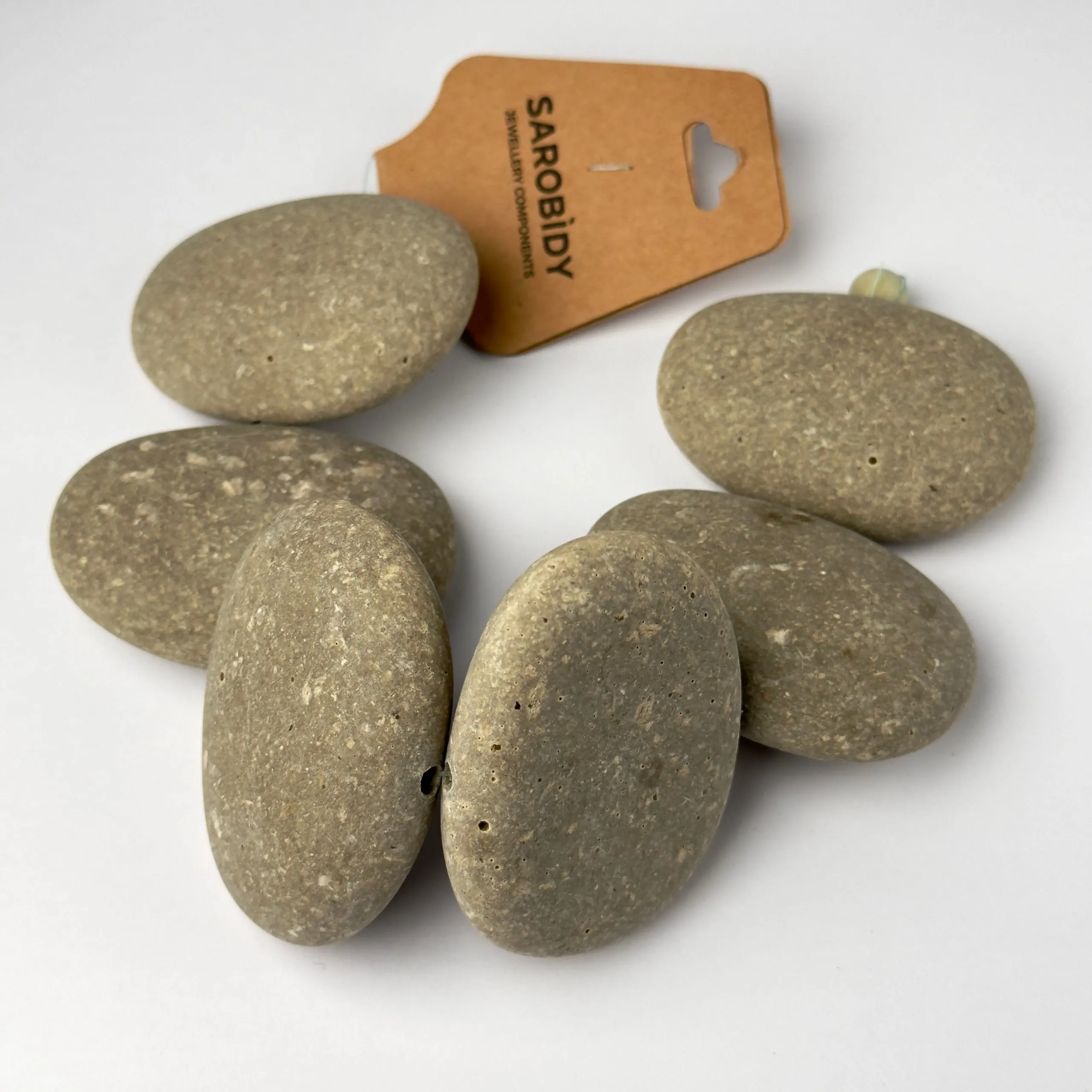 Perle in Resina Ovale Grigio Sasso - 55 mm x 38 mm