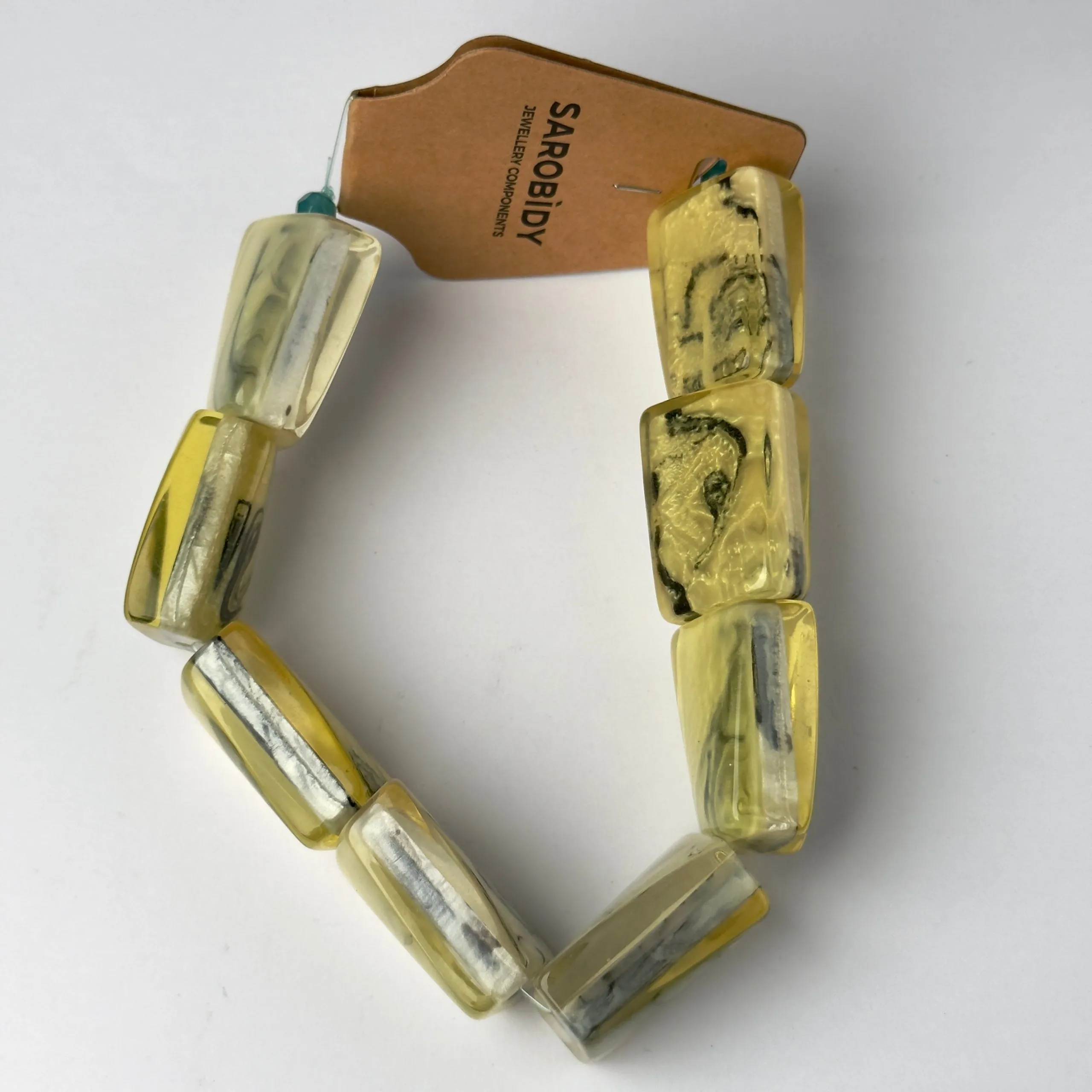 Perle in Resina Rettangolare Giallo Sfumature - 30 mm x 20 mm