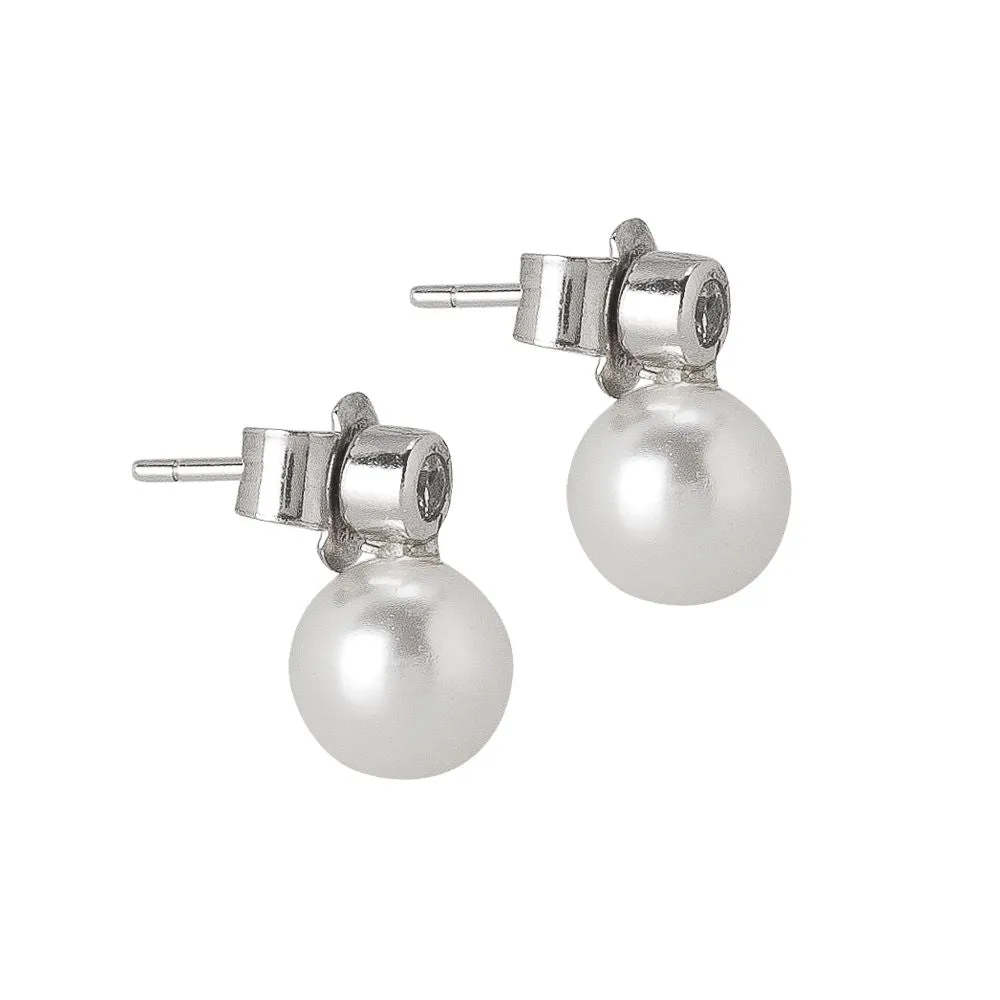 Orecchini a lobo con perno di zircone e perla Swarovski