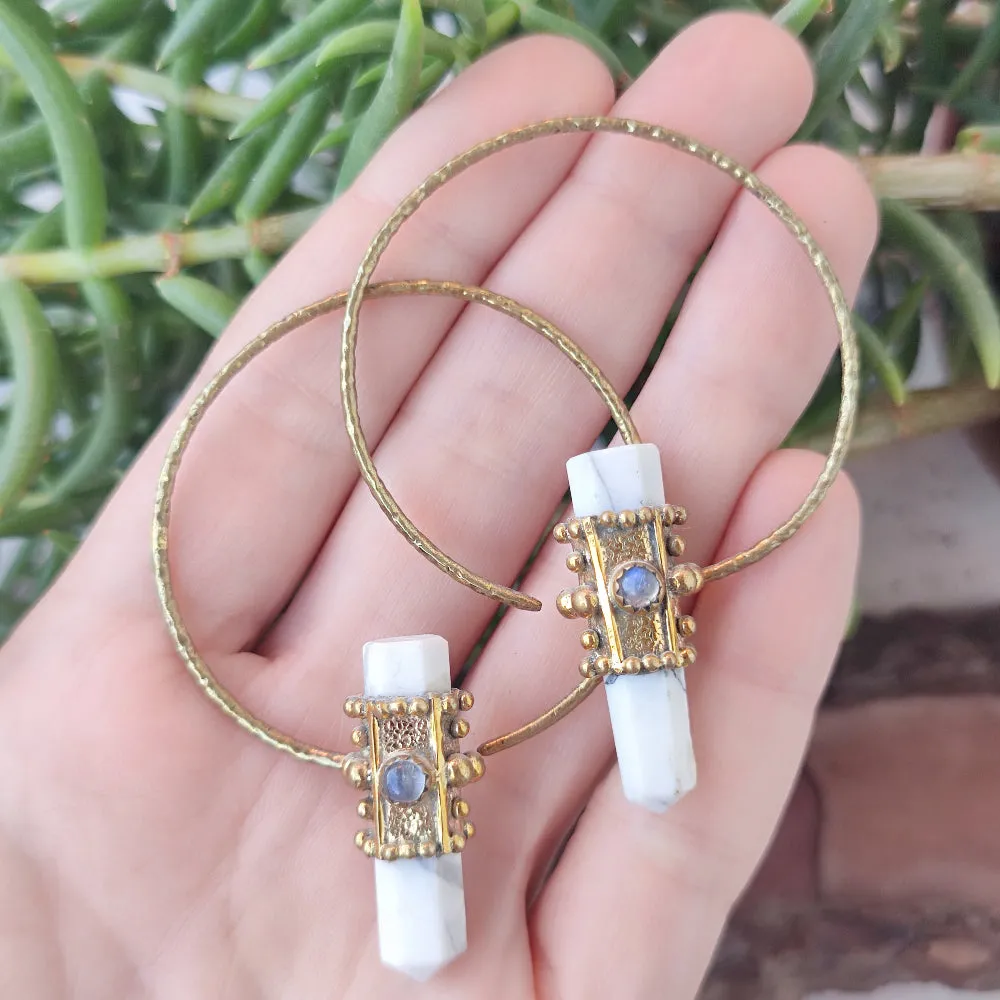 Ethnic Indian Brass Stone Earrings - SOJNA