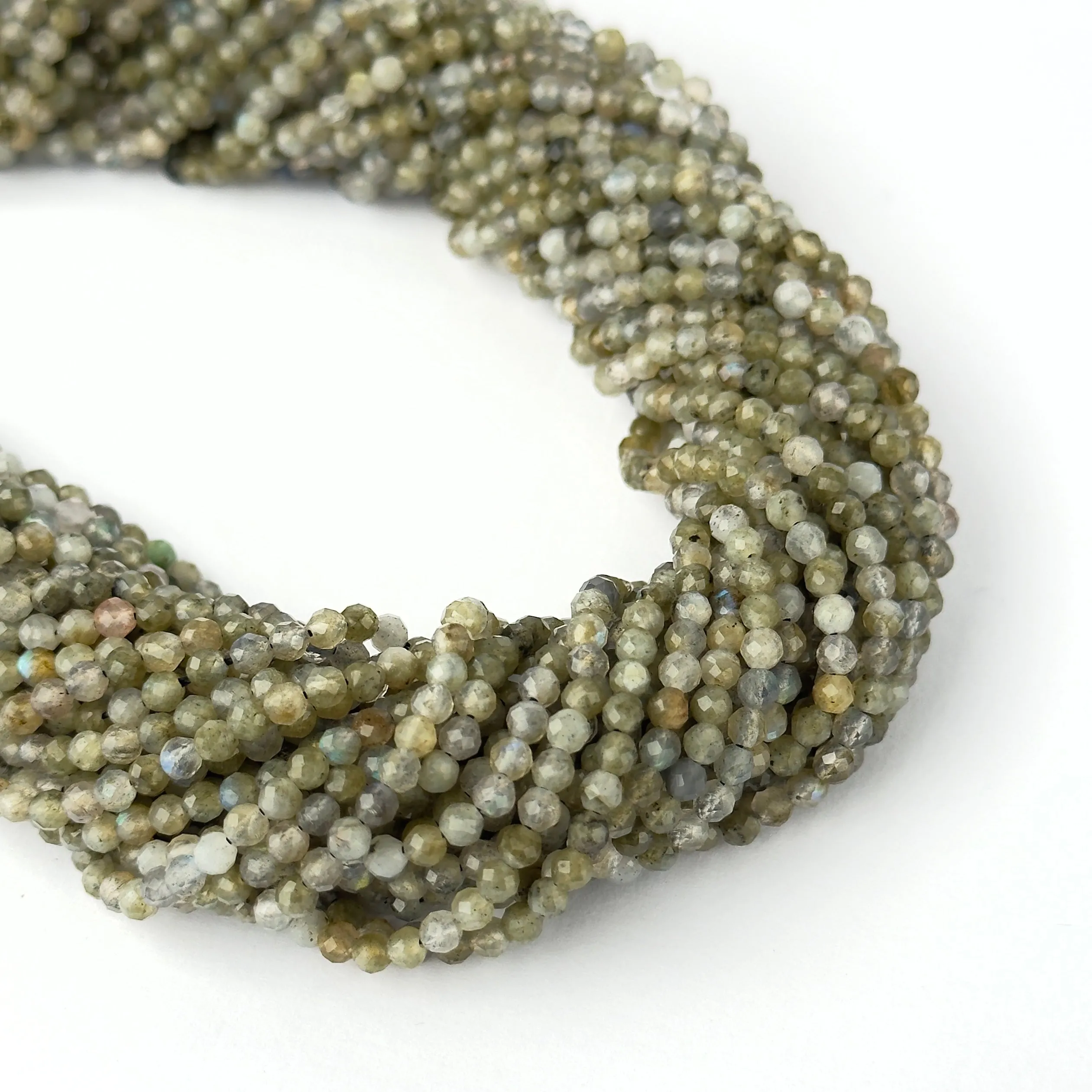 Perline di Labradorite Verde Tondo Sfaccettato 3mm