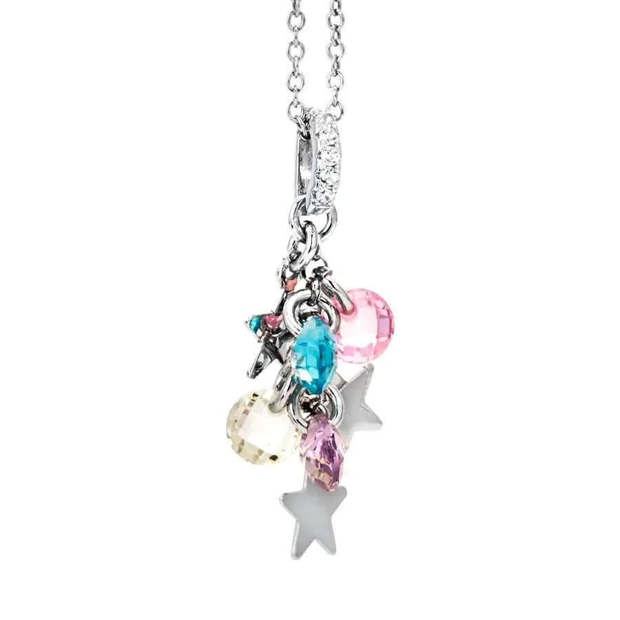 Collana in argento con charms e zirconi multi color