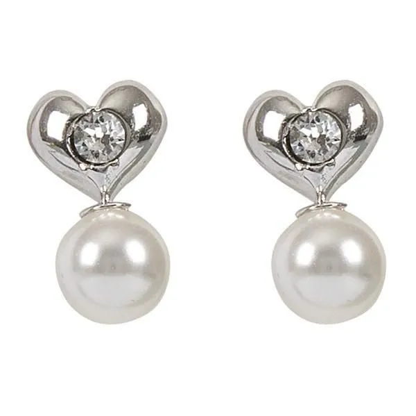 Orecchini a lobo con cuore e perla Swarovski