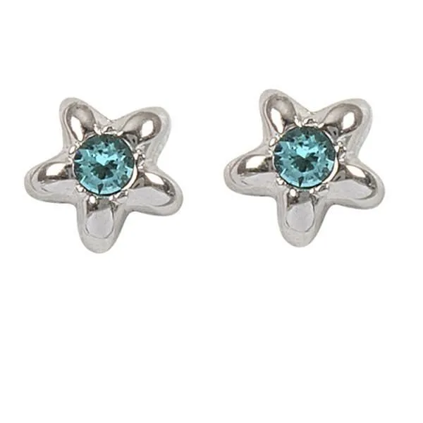 Orecchini a lobo con stella e cristallo Swarovski verde acqua