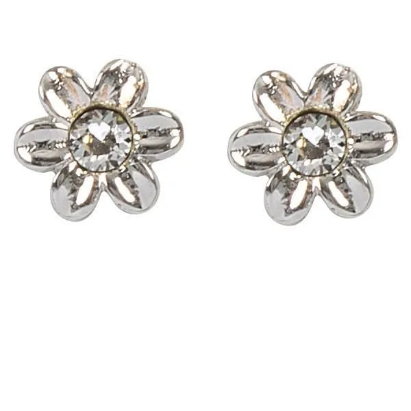 Orecchini a lobo con fiore e cristallo Swarovski crystal