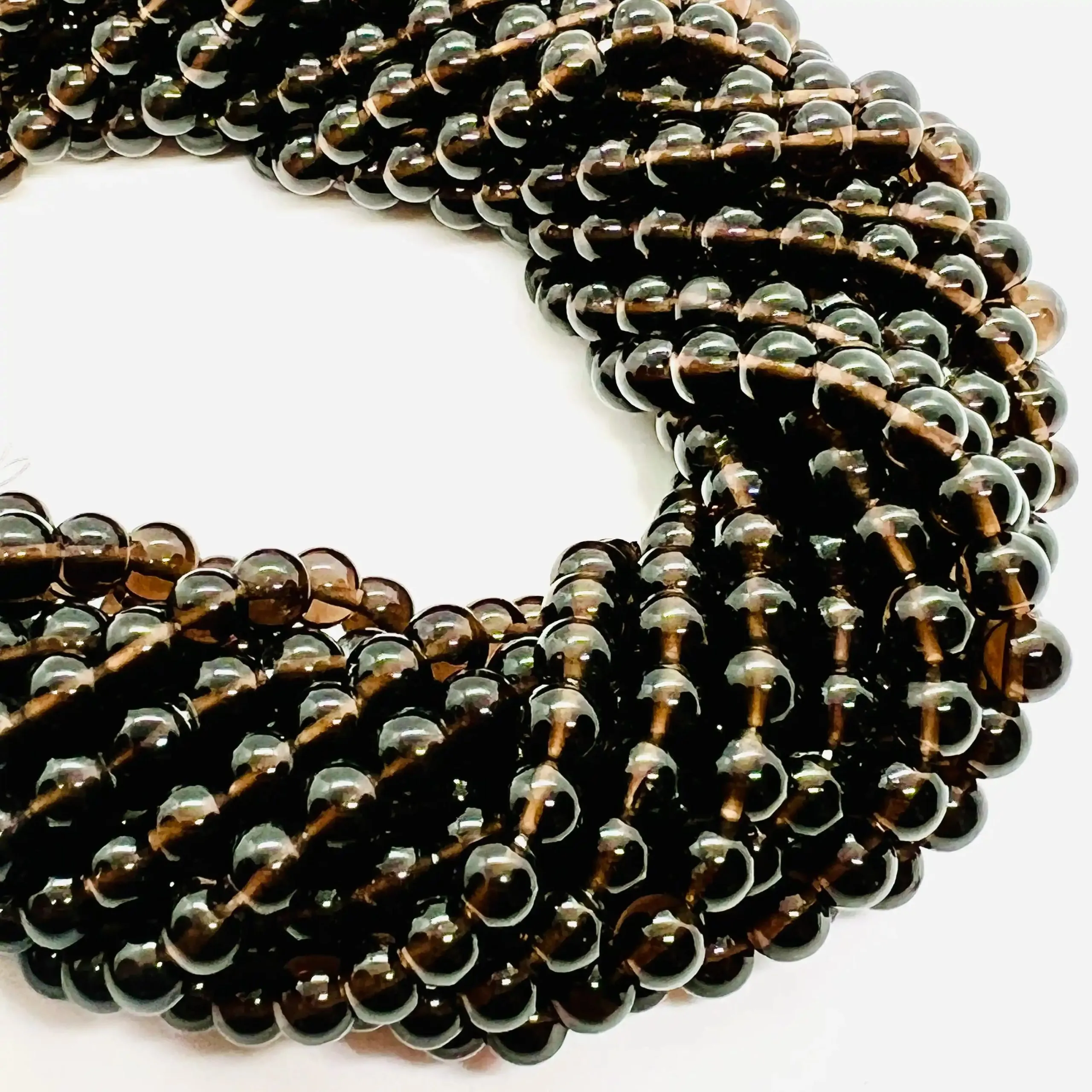 filo di quarzo fume' sfera colore trasparente marrone 4 mm