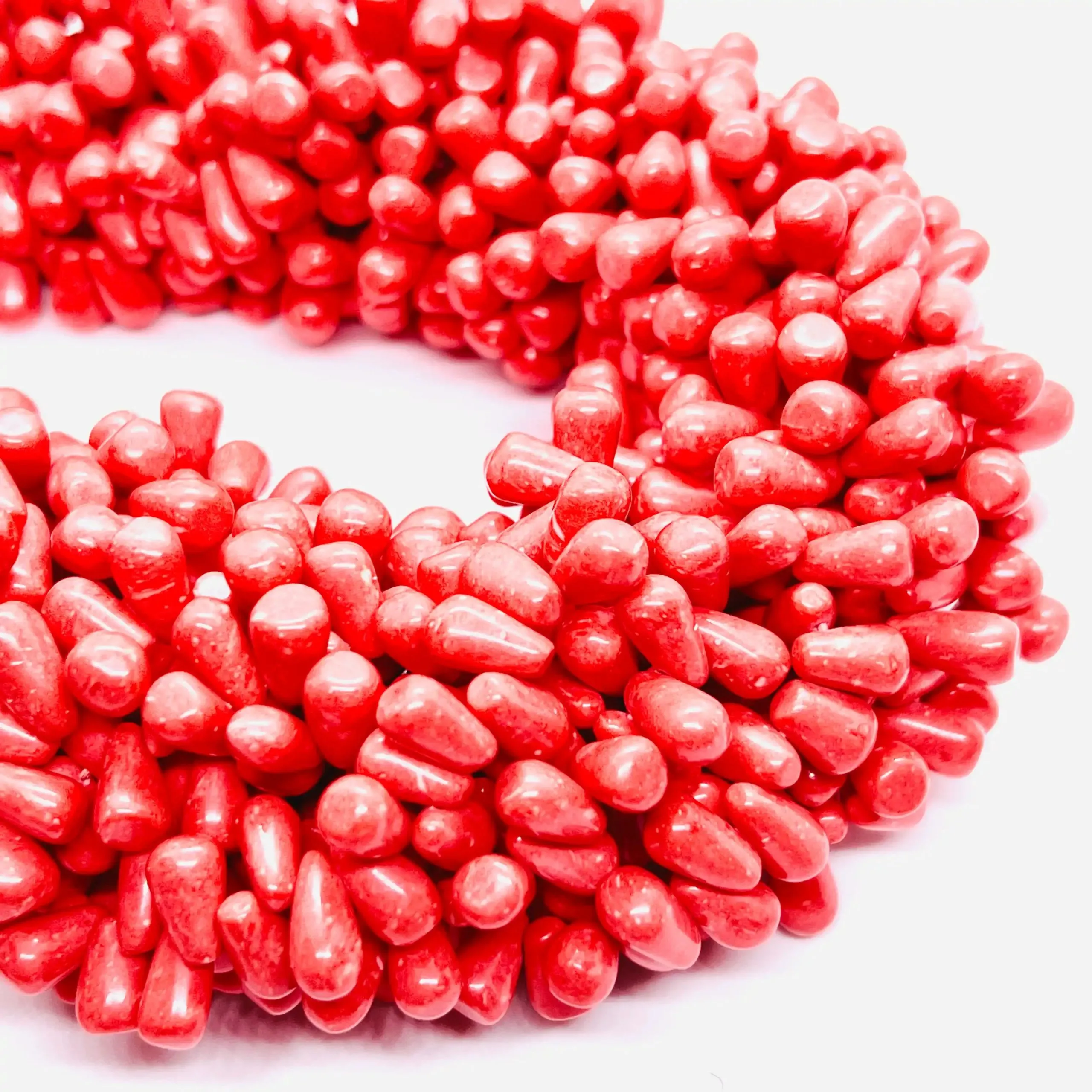 filo di pietra semipreziosa goccia rotaiels colore arancio corallo pieno 9 mm x 5 mm