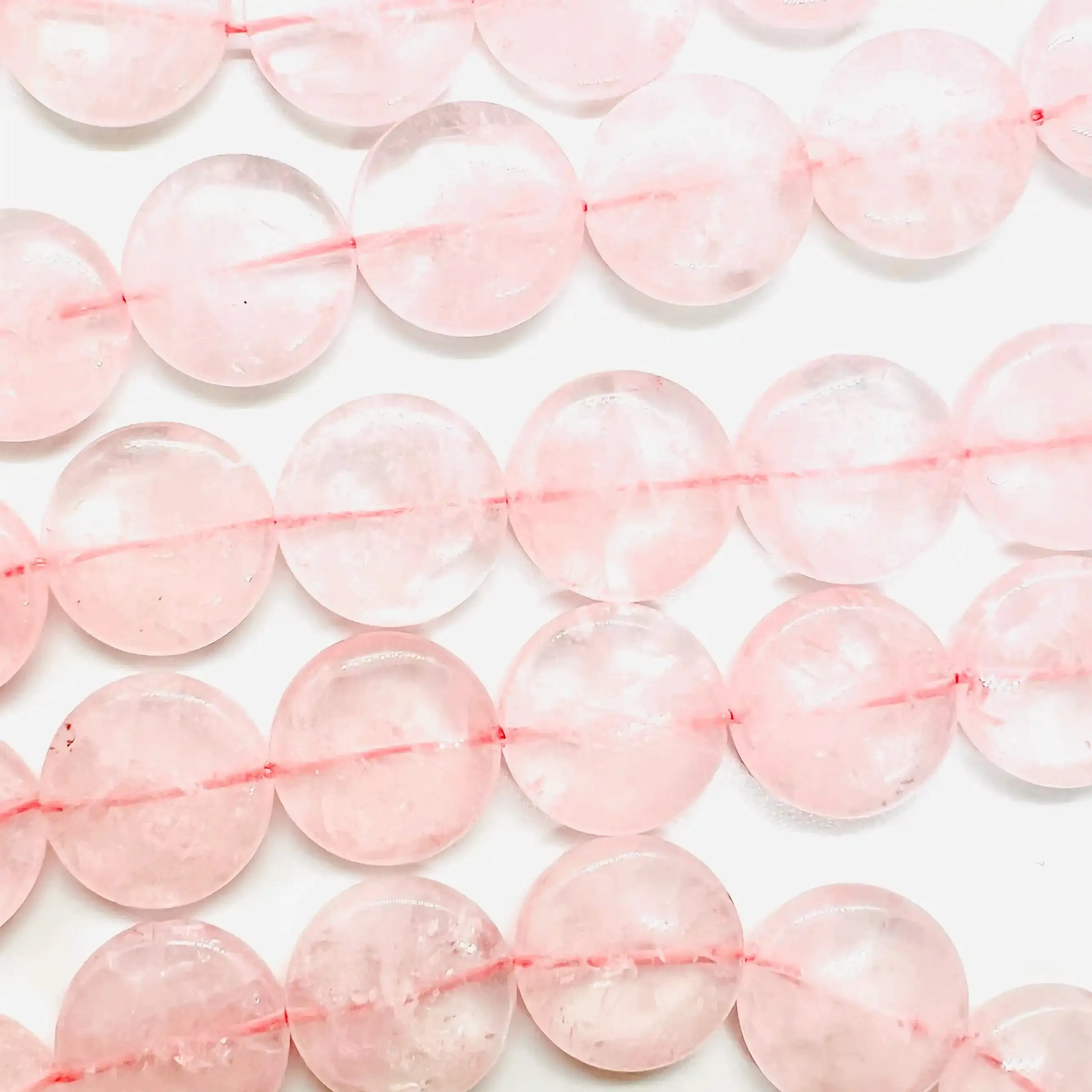 filo di  quarzo rosa naturale pastiglia  30 mm x 20 mm