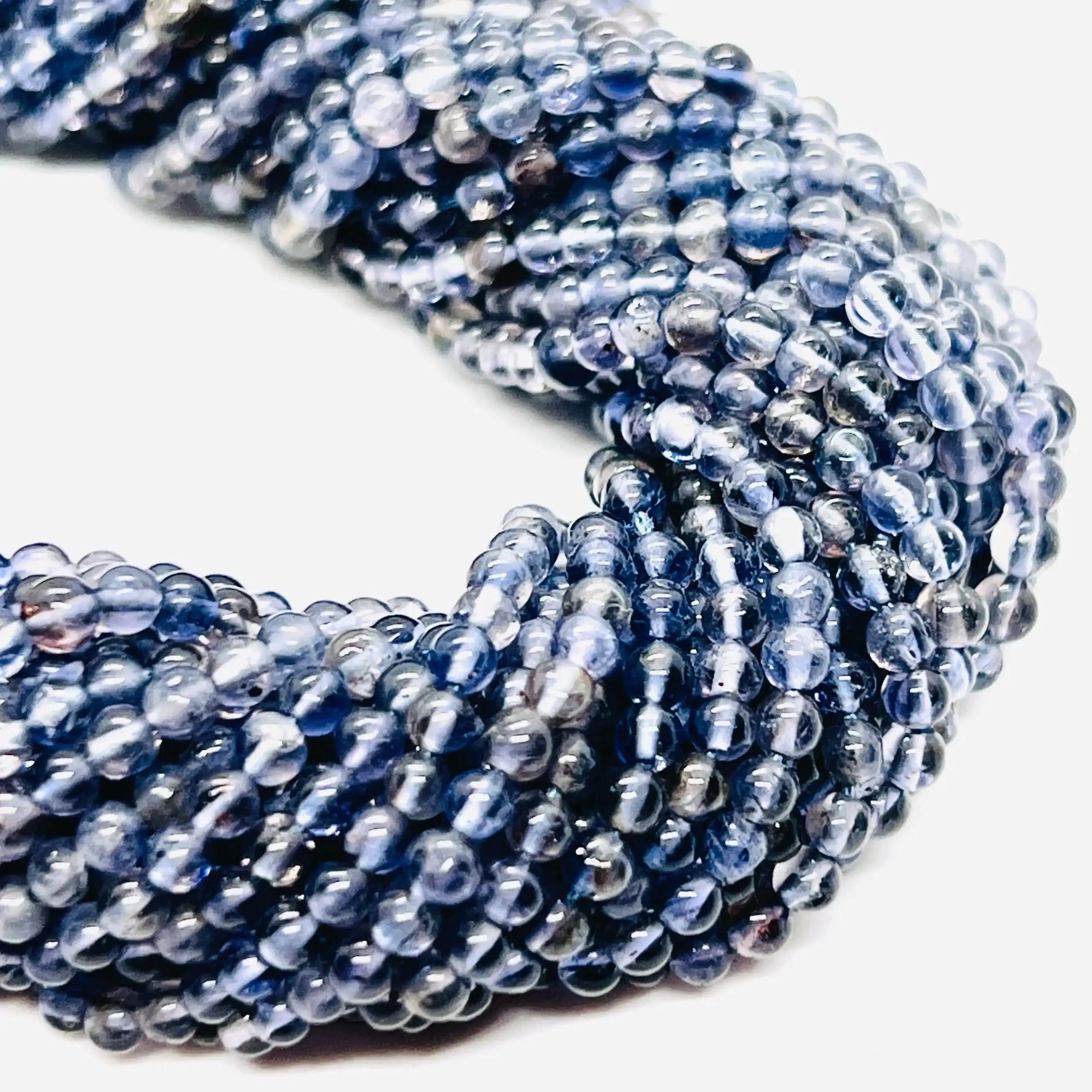 filo di iolite naturale sfera colore bluette 3 mm