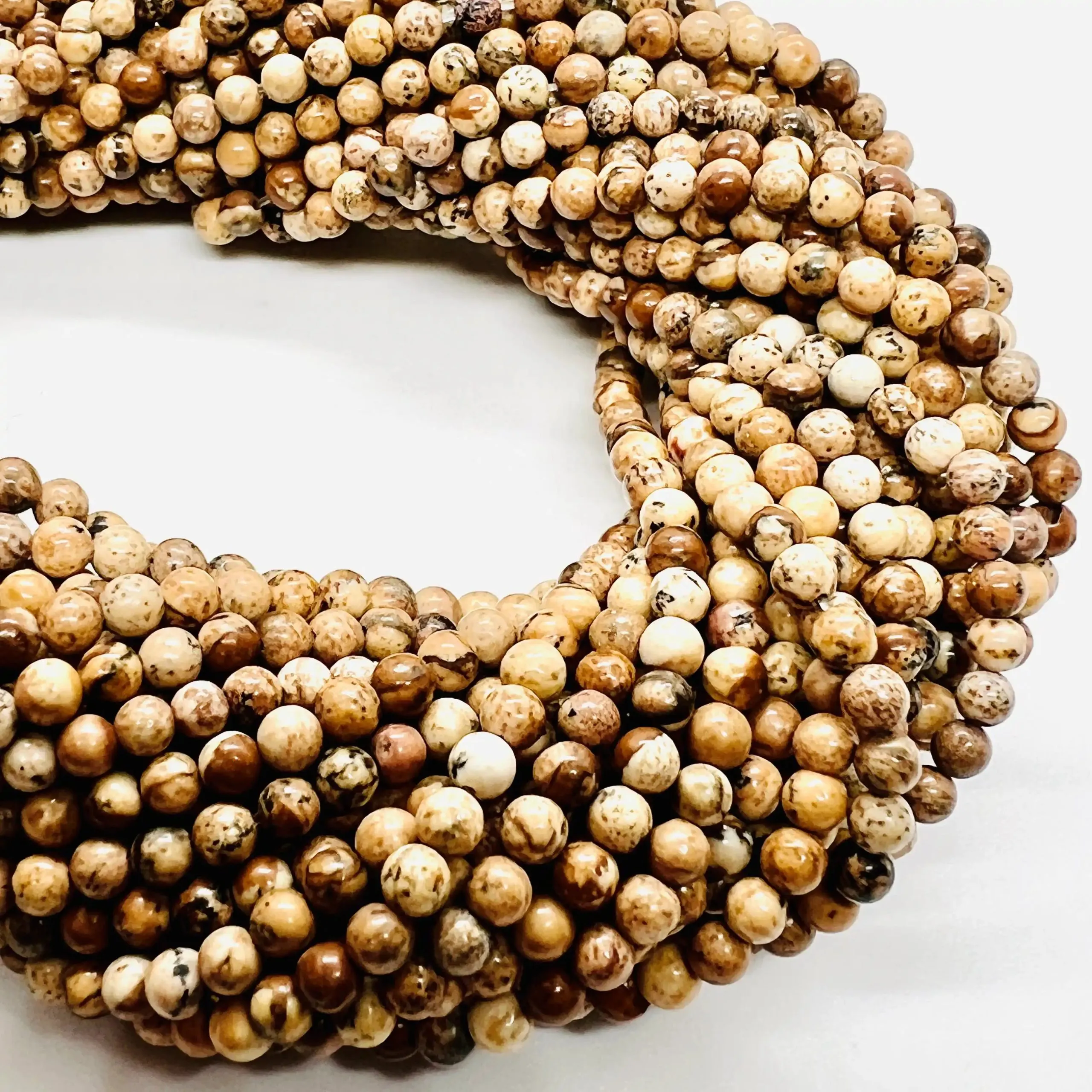 filo di diaspro naturale marrone terra 3 mm