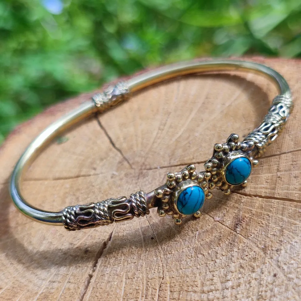 Upendra Bracciale indiano in ottone con pietra