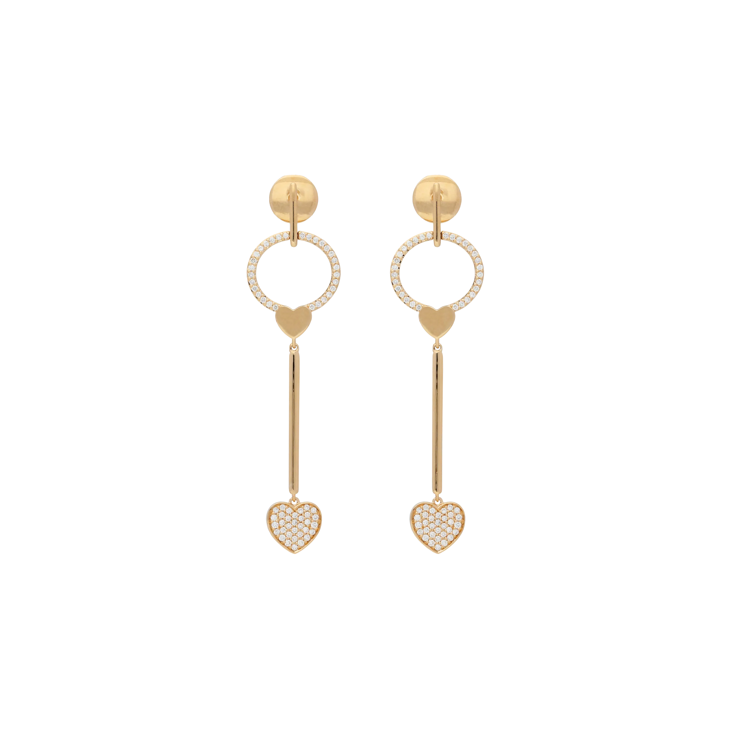 ORECCHINI CUORI PENDENTI IN ORO ROSA E DIAMANTI BIANCHI - VE27368DP