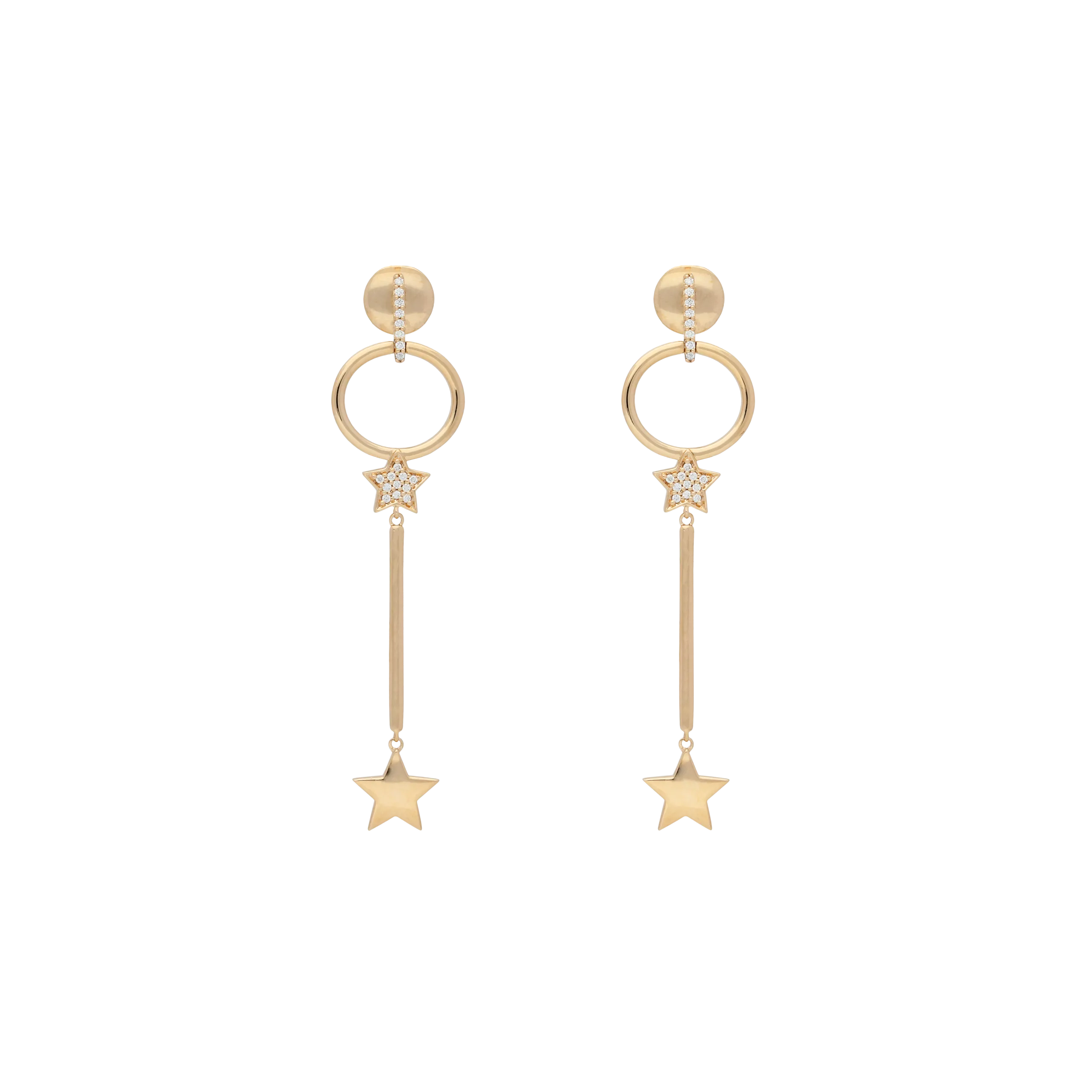 ORECCHINI STELLE PENDENTI IN ORO ROSA E DIAMANTI BIANCHI - VE27369DP