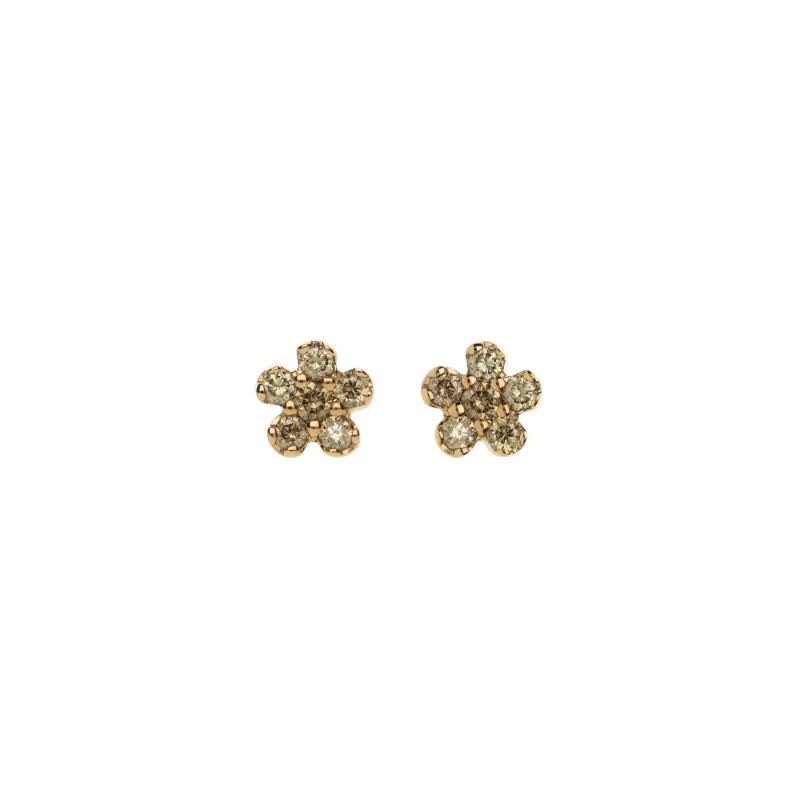 ORECCHINI FIORE IN ORO ROSA E DIAMANTI BROWN - VE27372DBP