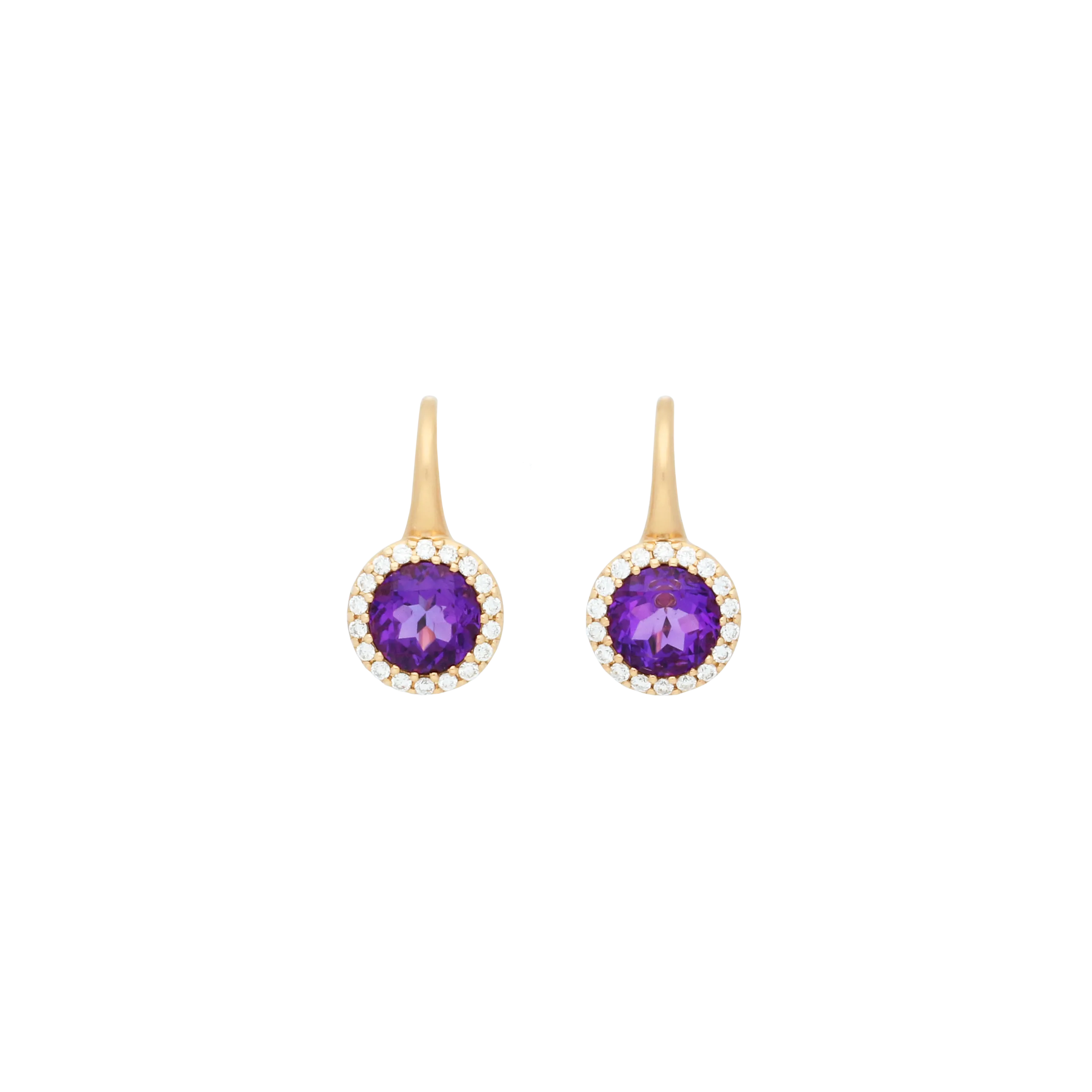 ORECCHINI A MONACHELLA IN ORO ROSA SATINATO CON AMETISTA E DIAMANTI BIANCHI - VE27389DAMNP