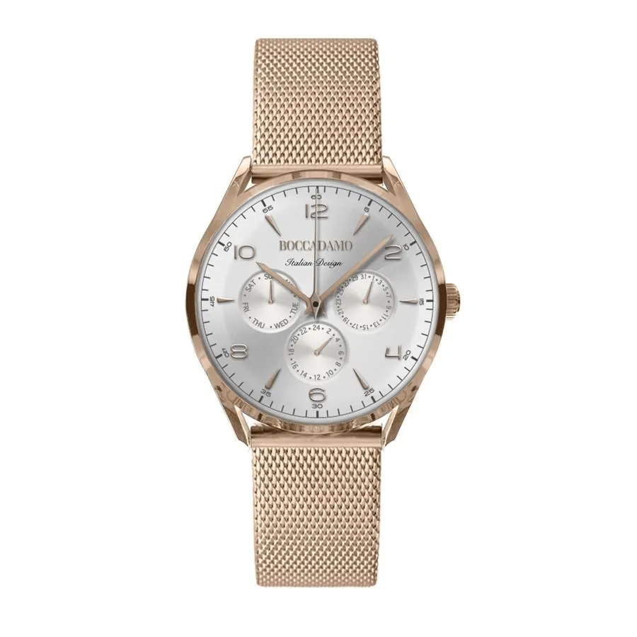 Orologio vintage multifunzione rosato con quadrante silver