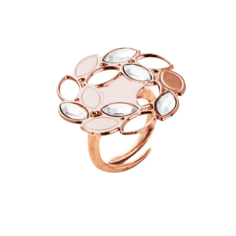 Anello rosato con spighe di grano e Swarovski