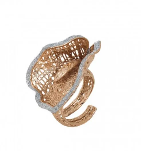 Anello rosato con calla in glitter silver