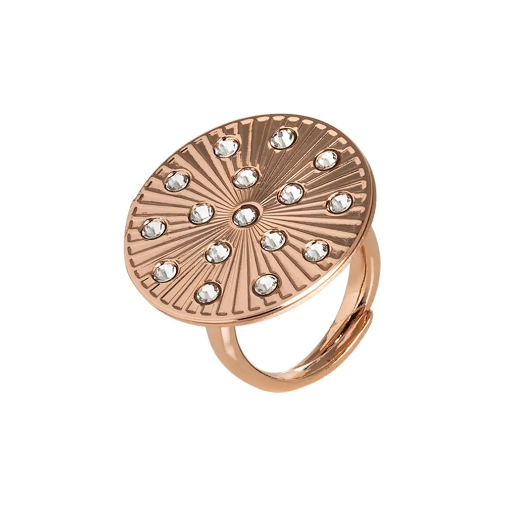 Anello rosato con decoro a raggi e Swarovski