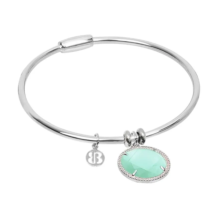 Bracciale rigido con cristallo color menta