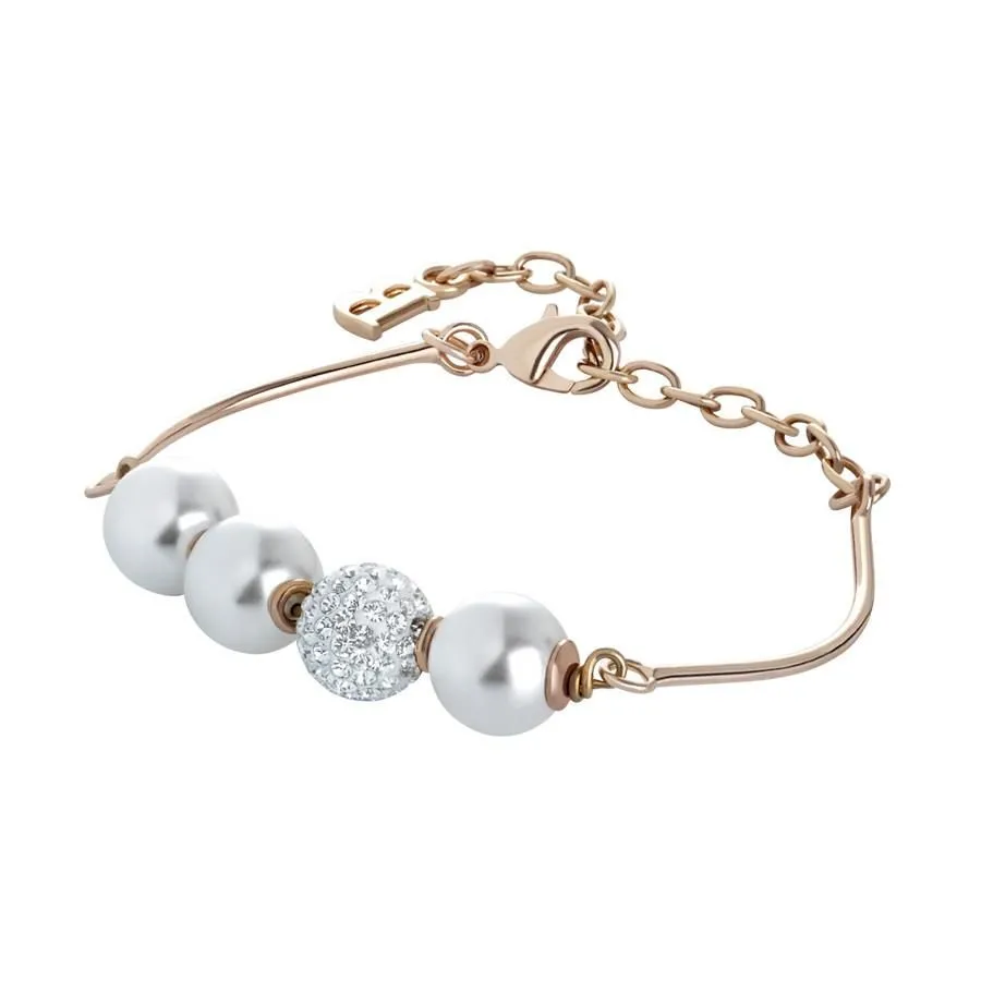 Bracciale tubolare  rosato con centrale di Swarovski e strass
