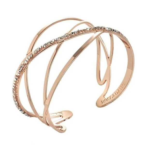 Bracciale rigido rosato con decoro in Swarovski crystal rock crystal