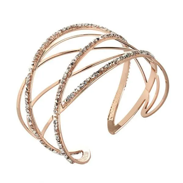 Bracciale rigido rosato con decori in Swarovski crystal rock crystal