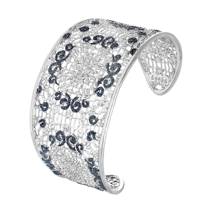 Bracciale rigido con decoro in glitter bicolor