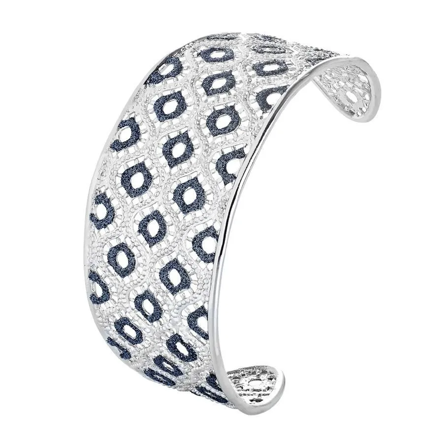 Bracciale rigido con decoro in glitter bicolor alternato