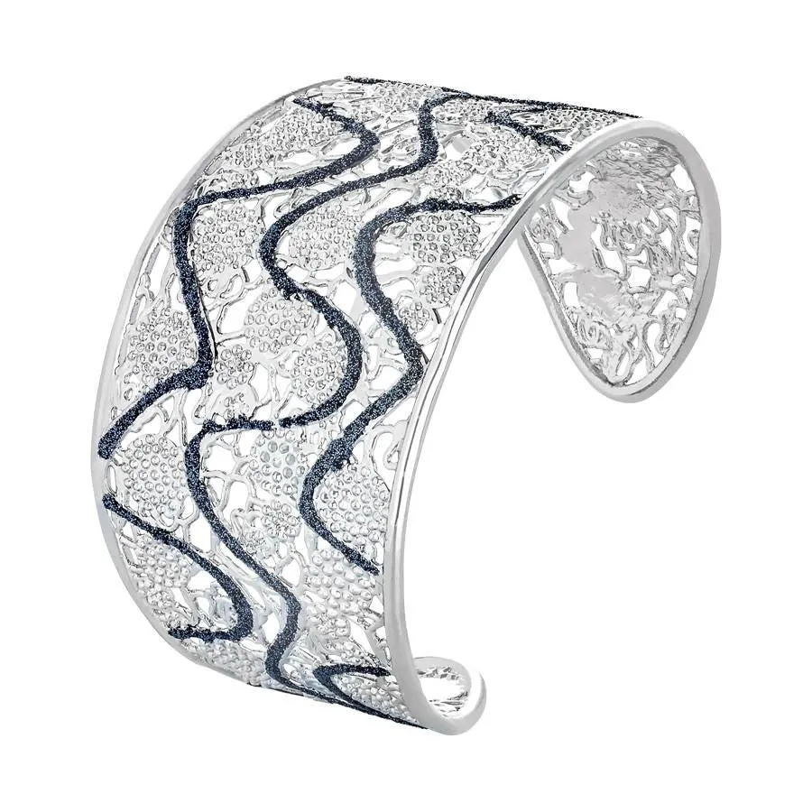 Bracciale rigido con onde in glitter bicolor