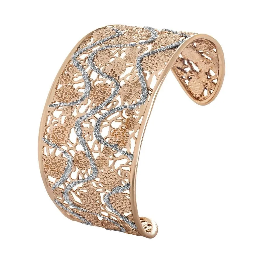 Bracciale rigido rosato con onde in glitter