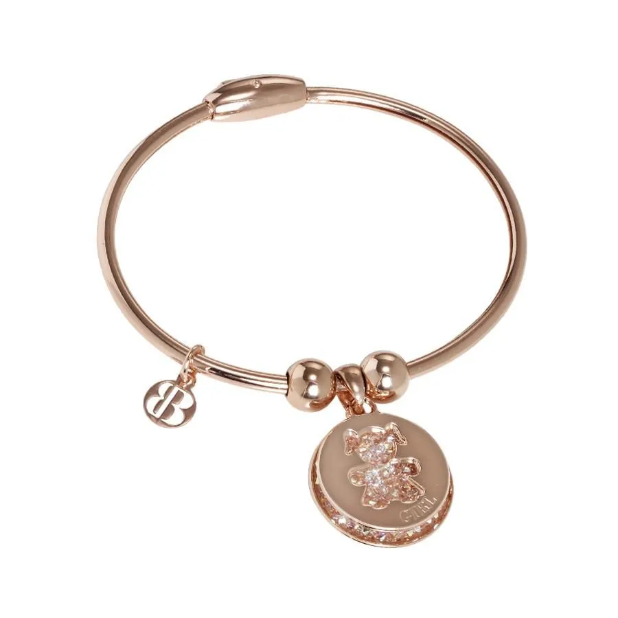 Bracciale placcato oro rosa con charms e Swarovski cristal rock aurora boreale