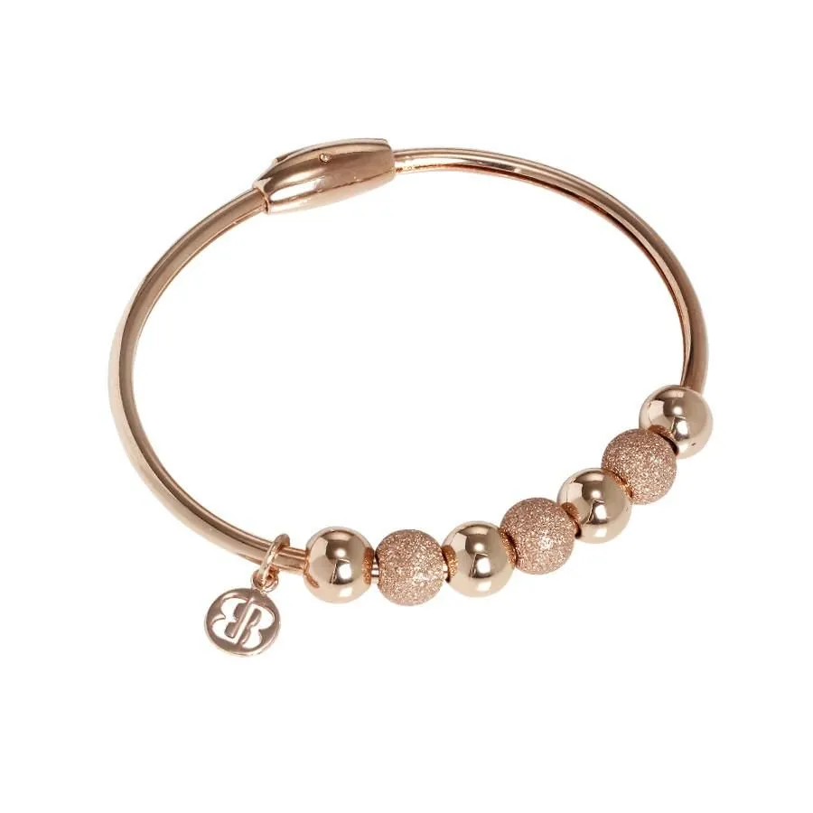 Bracciale placcato oro rosa con sfere lisce e puntinate