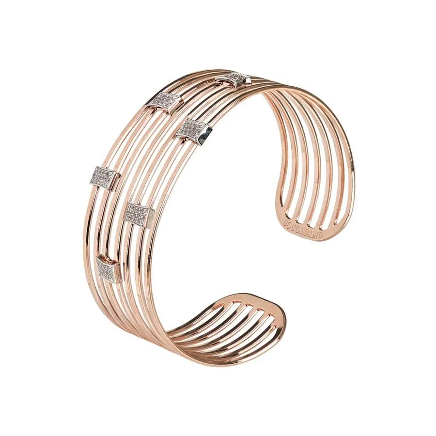 Bracciale rigido rosato con zirconi
