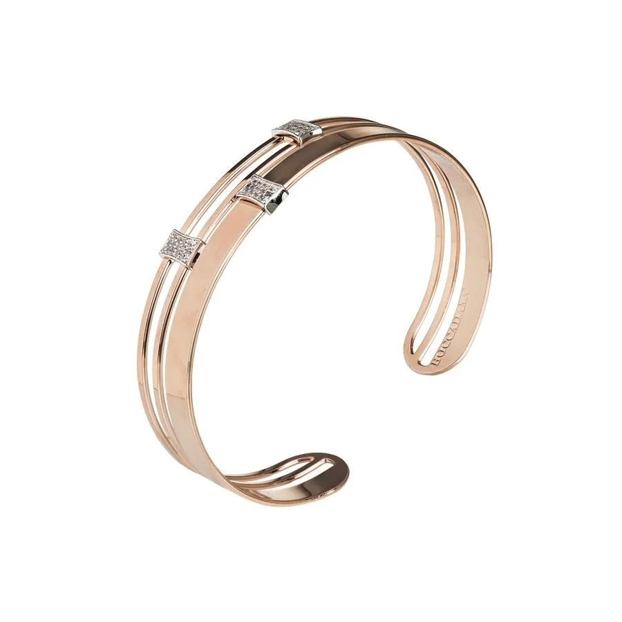 Bracciale rigido rosato con inserti in zirconi