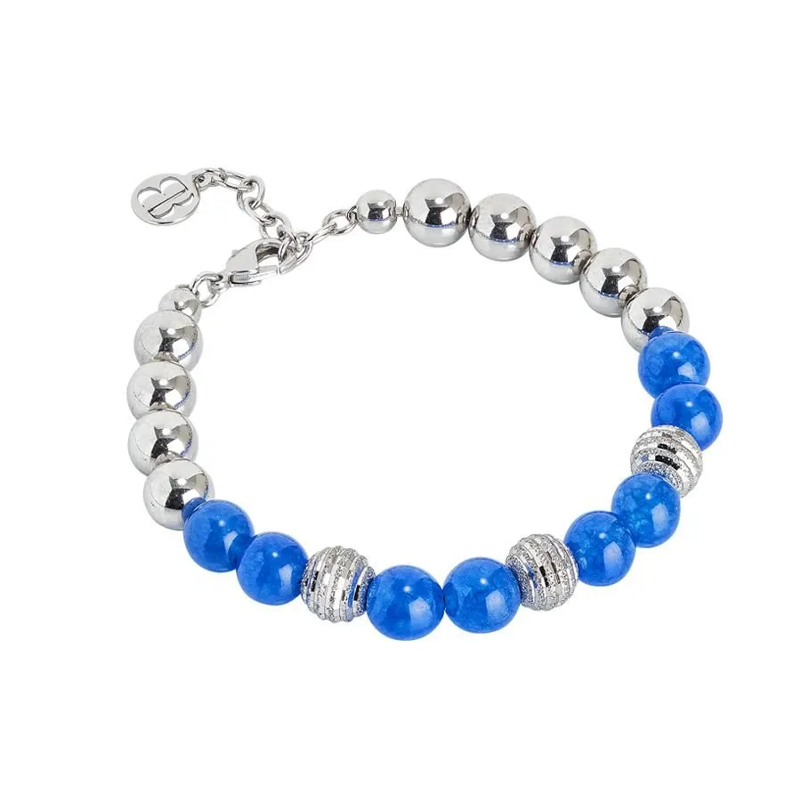 Bracciale rodiato con agata blu