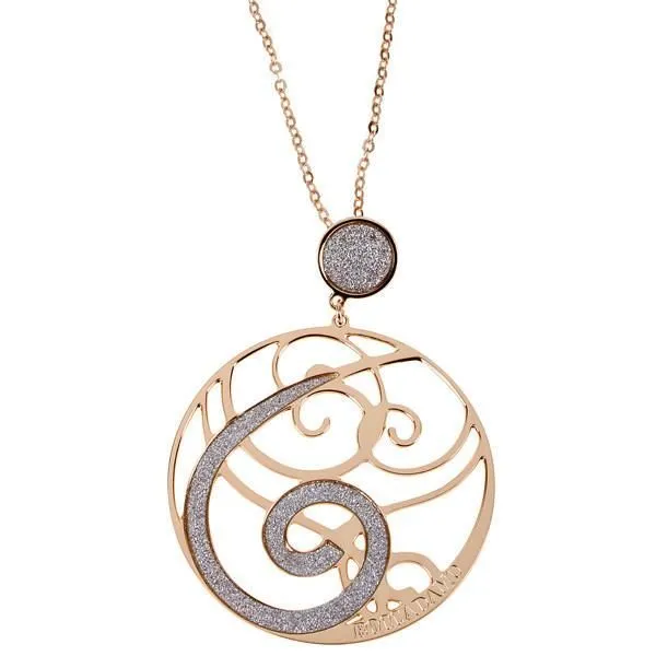 Collana in bronzo placcato oro rosa e superfici glitterate