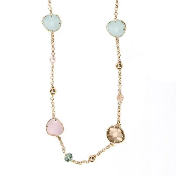 Collana lunga placcata oro giallo con cristalli briolette