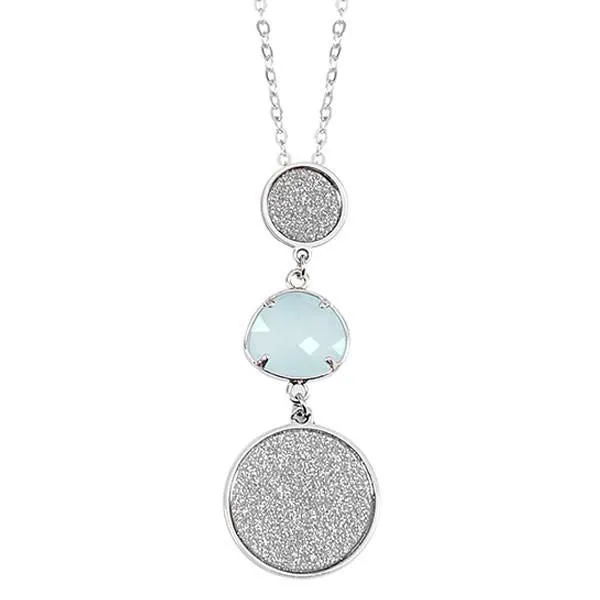 Collana con pendente glitterato e cristallo verde menta