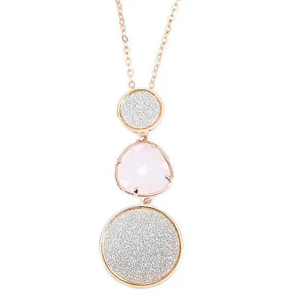 Collana con pendente glitterato e cristallo rosa
