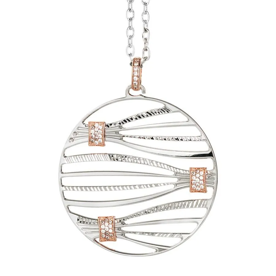 Collana con pendente bicolor e zirconi