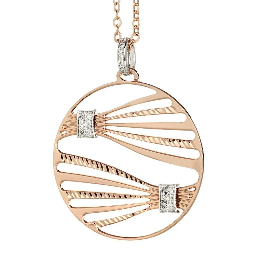 Collana corta rosata con pendente bicolor e zirconi