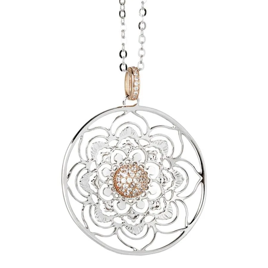 Collana corta con mandala pendente e zirconi
