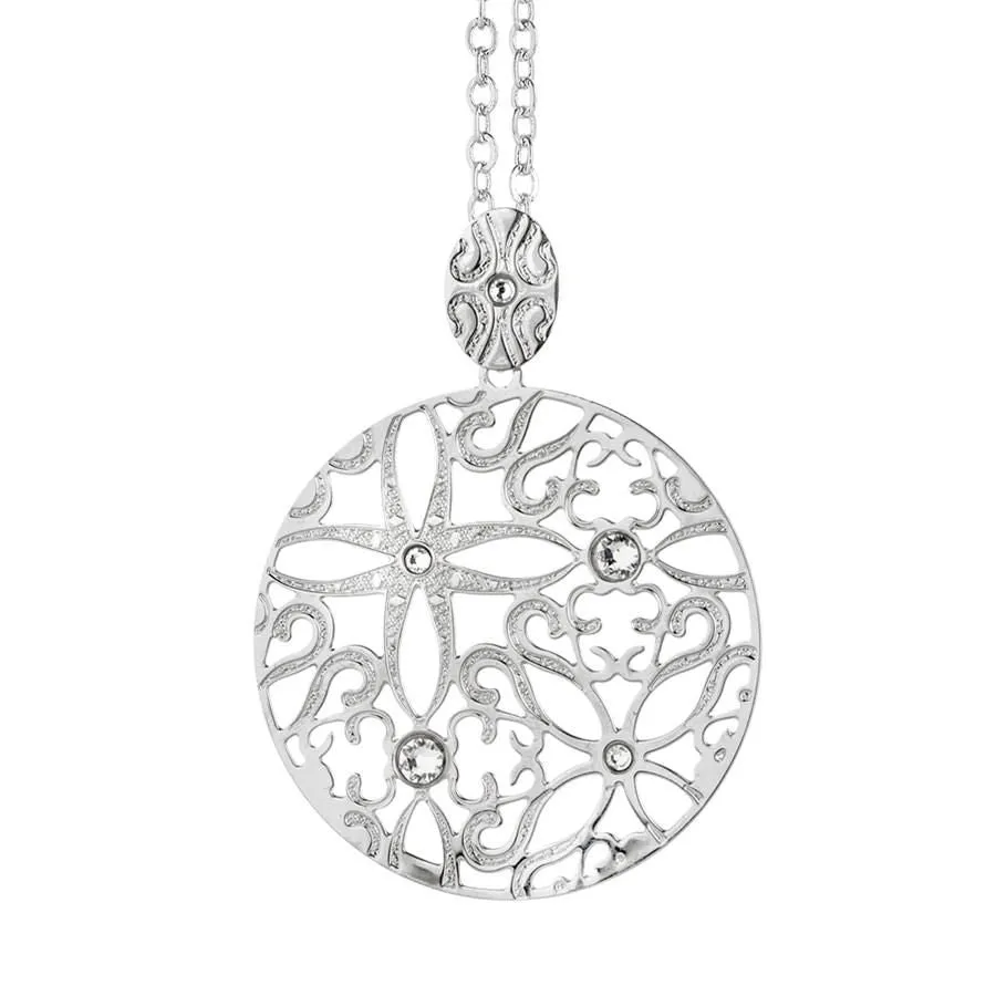 Collana con pendente circolare dal motivo indiano e Swarovski