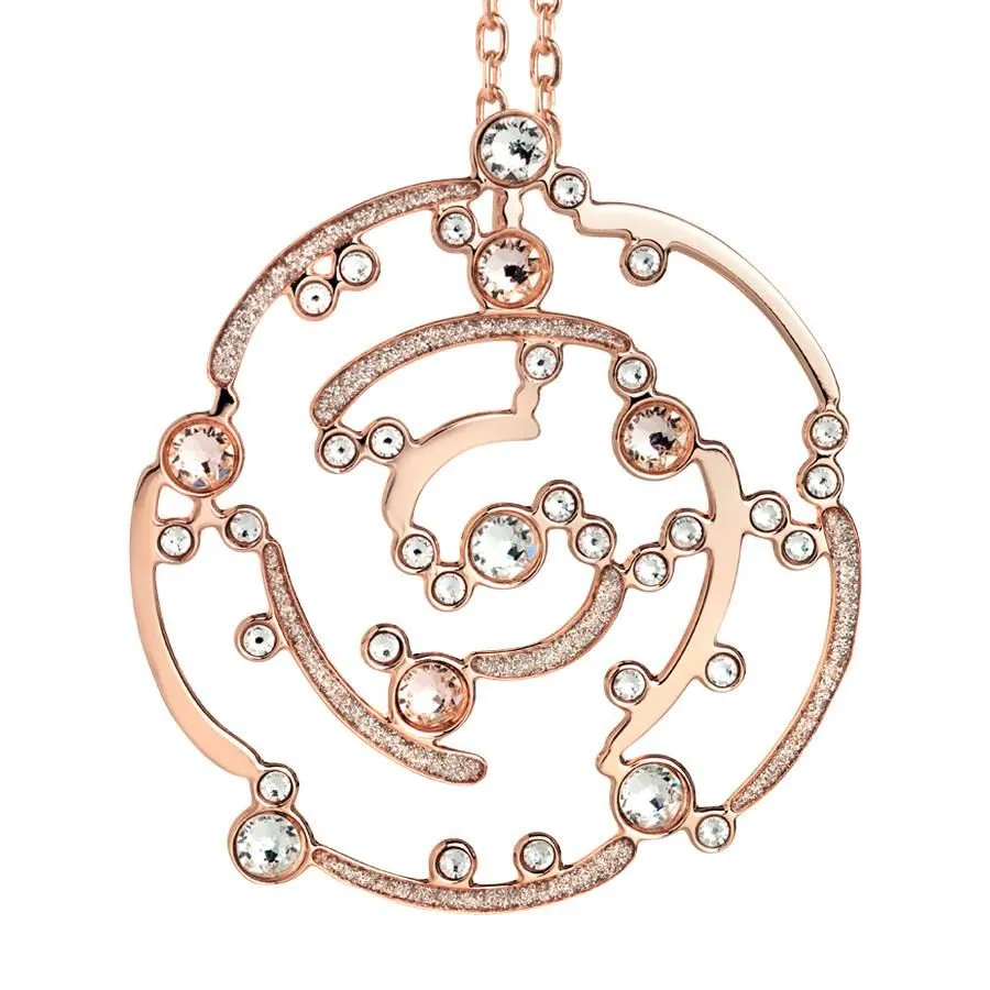 Collana rosata con pendente decorato da glitter e Swarovski