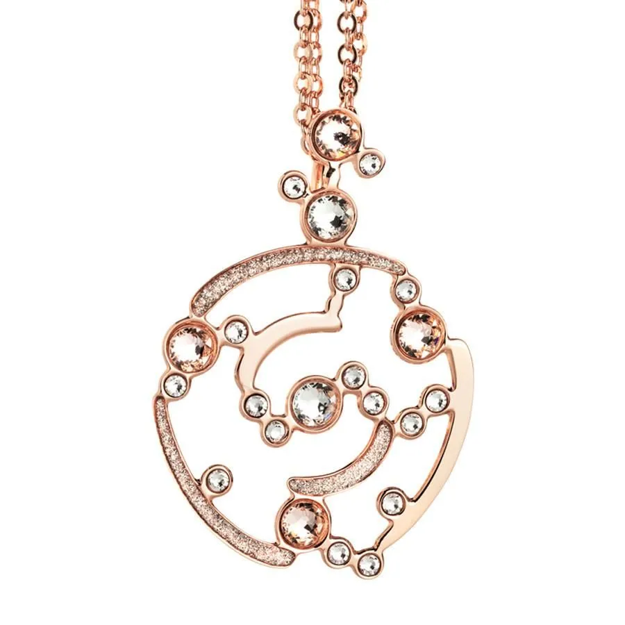Collana rosata doppio filo con pendente decorato in glitter e Swarovski