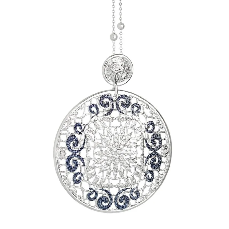 Collana con pendente circolare e glitter bicolor