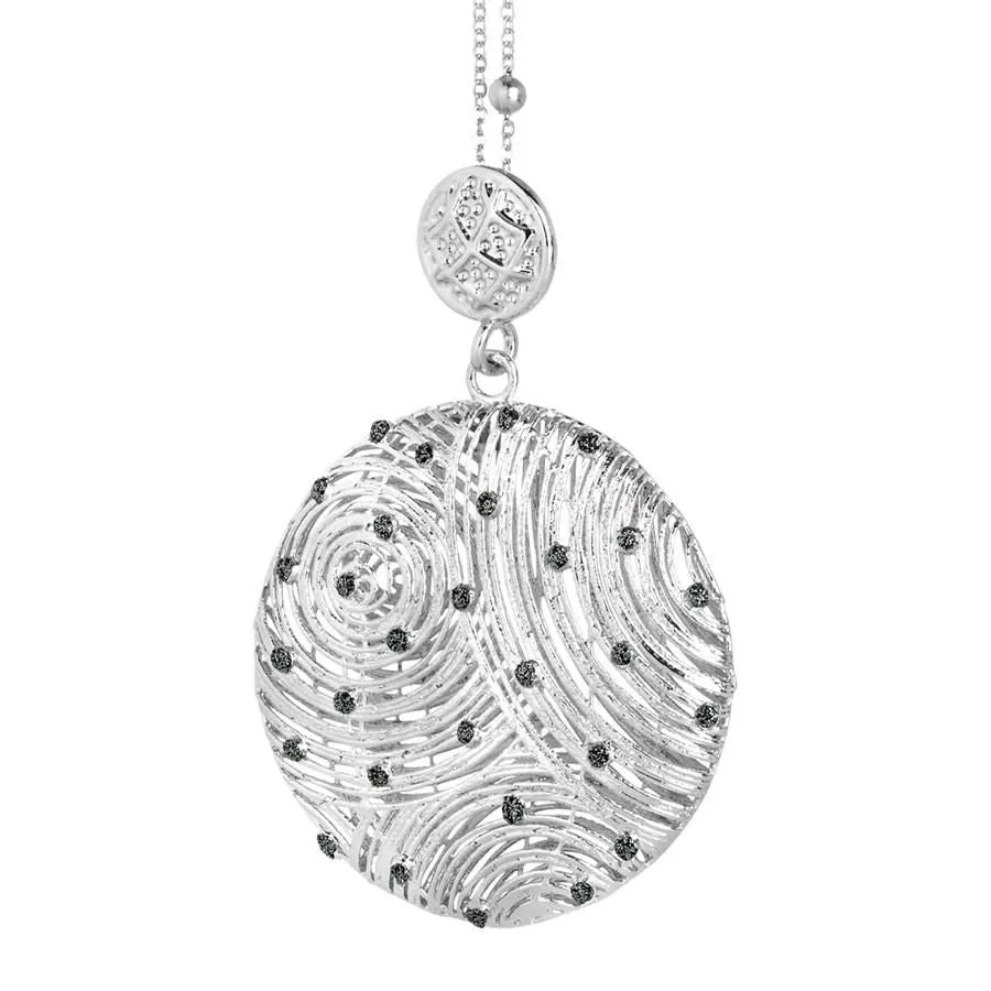 Collana con pendente circolare e punti luce in glitter