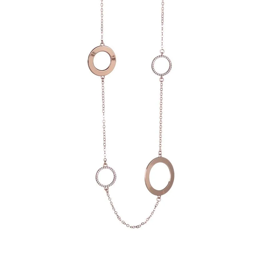 Collana sautoir rosata con zirconi